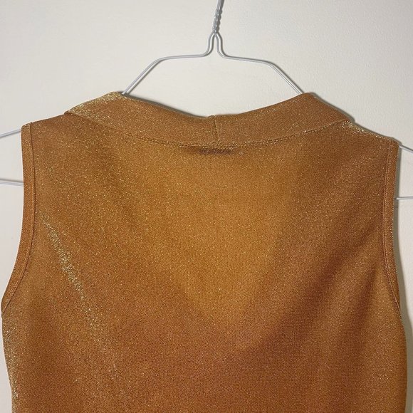 Gold Shimmer Tie Front Tank Top - Picture 5 of 5